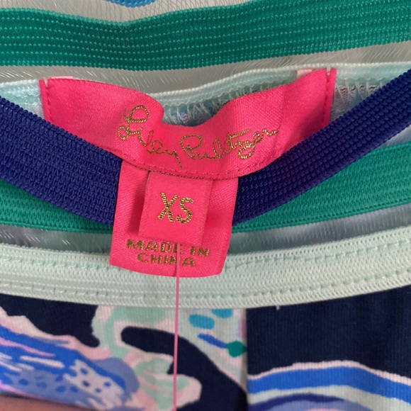 NWT XS Lilly Pulitzer Georgia May Palazzo Pant in High Tide Navy Ready Set Gecko - Picture 3 of 4